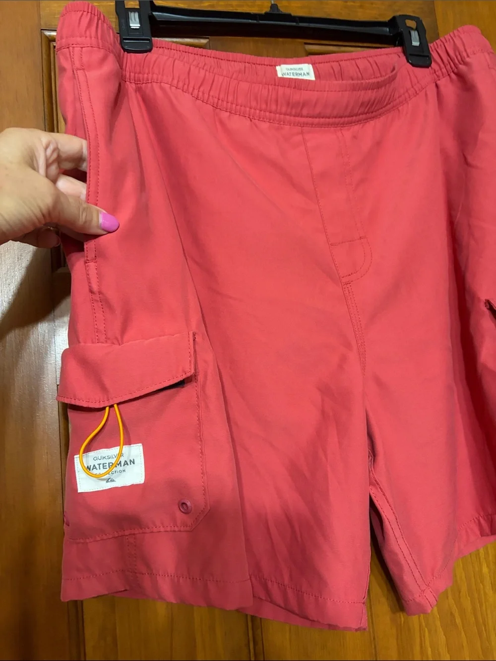 Quiksilver Red Men's Cargo Swim Trunks